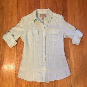 Banana Republic Mint Linen Button Down Medium